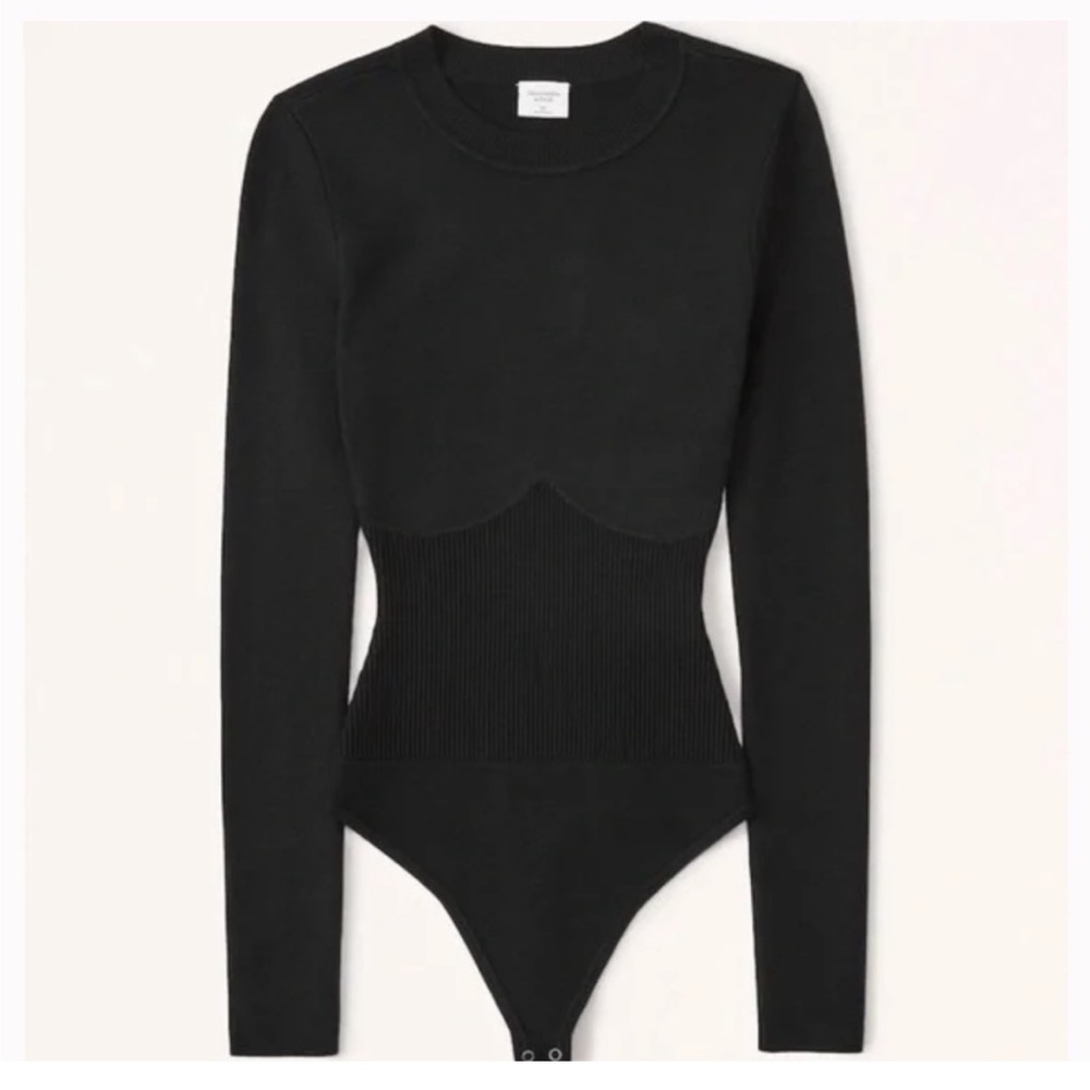 Abercrombie black knit corset long sleeve shirt